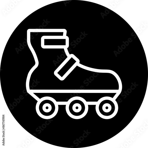 Roller skates Vector Line White Circle Black
