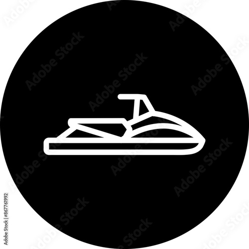 Jet ski Vector Line White Circle Black