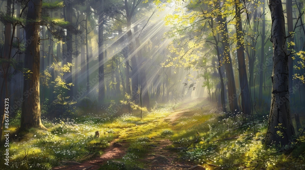 Naklejka premium Forest during the beginning of spring