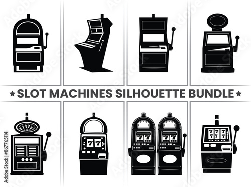 Jackpot Casino Slot Machine Silhouette Icon Vector - Casino Slot Machine silhouette Perfect for the Gambling Industry and Sports