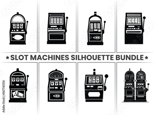 Jackpot Casino Slot Machine Silhouette Icon Vector - Casino Slot Machine silhouette Perfect for the Gambling Industry and Sports