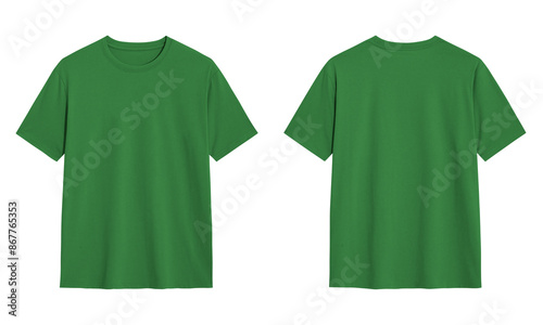 Obraz na płótnie Mock up green t shirt front and back view, Ready for your mock up design transpa