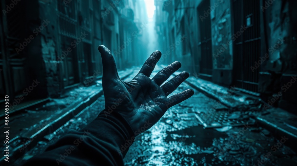 Hand Reaching Out in a Desolate Alley Hand Reaching Out in a Desolate Alley