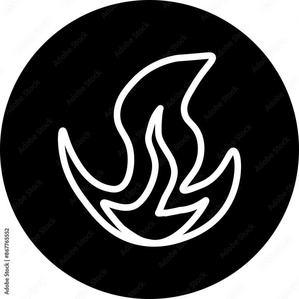 fire Vector Line White Circle Black fire Vector Line White Circle Black