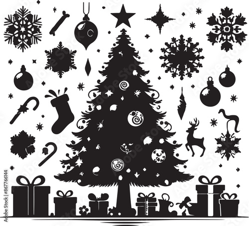 Christmas Day Silhoutte vector Art illustrator