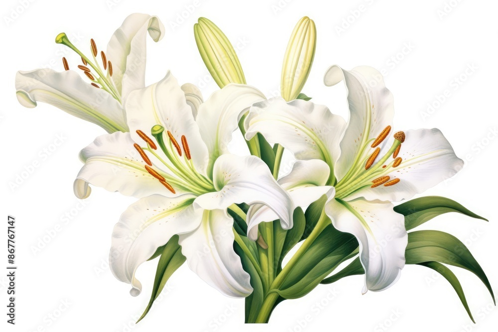 Lily illustration isolated on white background Lily illustration isolated on white background