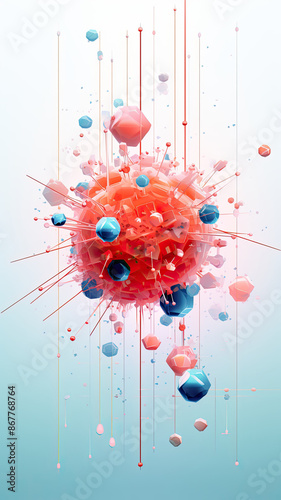 Colorful microscopic viruses and bacteria on white background