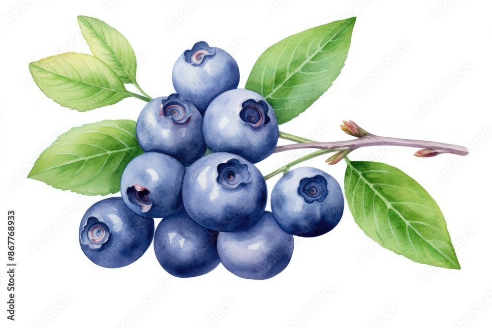 Blueberry watercolor illustration isolated on white background Blueberry watercolor illustration isolated on white background