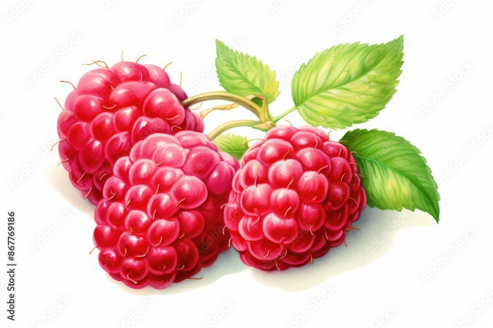 Raspberry watercolor illustration isolated on white background Raspberry watercolor illustration isolated on white background