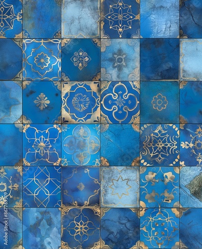 Painted blue tiles