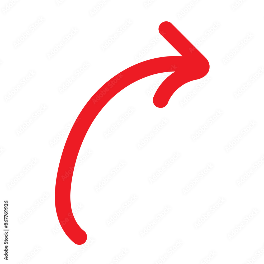 Red Hand drawn arrow icon. Arrow sketch graphic design for education and business use. 