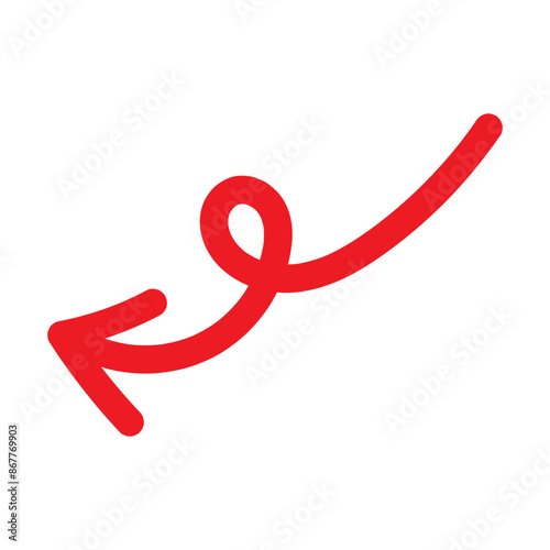 Red Hand drawn arrow icon. Arrow sketch graphic design for education and business use. 