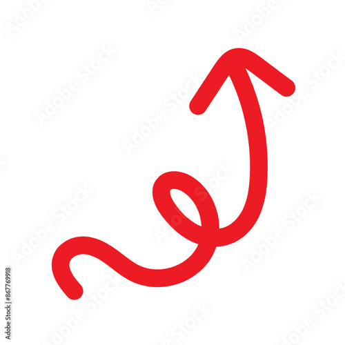Red Hand drawn arrow icon. Arrow sketch graphic design for education and business use. 