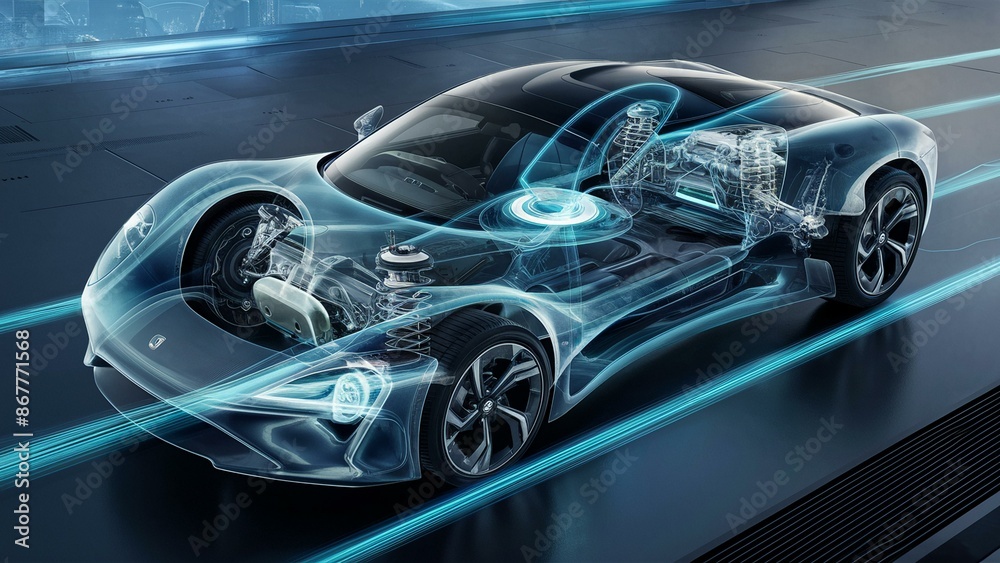 Futuristic Transparent Electric Vehicle with Cutting-Edge Powertrain Design Futuristic Transparent Electric Vehicle with Cutting-Edge Powertrain Design