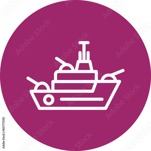 Warship VectorLine White Circles Multicolors
