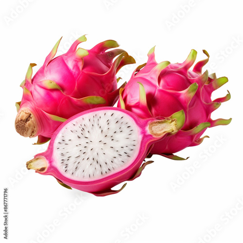 Dragon Fruit, Pitaya Fruit, Pitahaya Fruit, Cactus Fruits, Tropical Fruits, Fresh Dragon Fruits, Red Color Dragon, Nutritious Fruits Dragon, Colorful Fruits, Generative AI