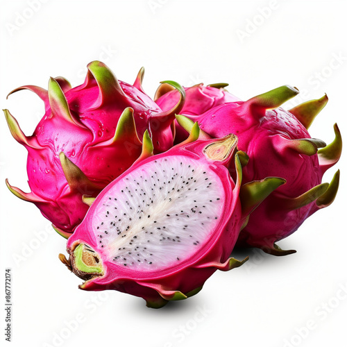 Dragon Fruit, Pitaya Fruit, Pitahaya Fruit, Cactus Fruits, Tropical Fruits, Fresh Dragon Fruits, Red Color Dragon, Nutritious Fruits Dragon, Colorful Fruits, Generative AI