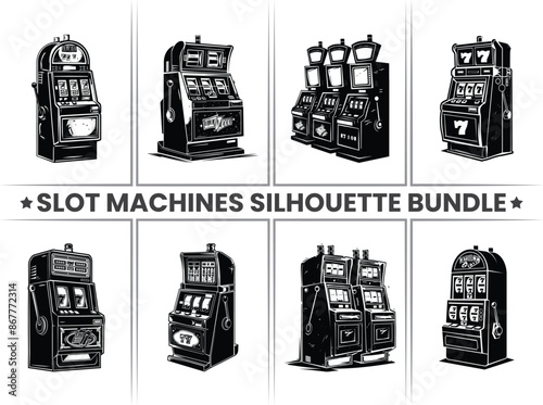 Jackpot Casino Slot Machine Silhouette Icon Vector - Casino Slot Machine silhouette Perfect for the Gambling Industry and Sports