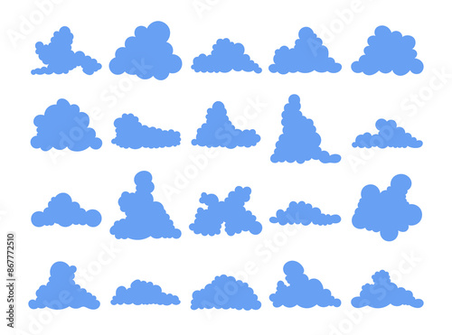 Cumulus cloud. Sky air symbol. Vector drawing. Collection of design elements.