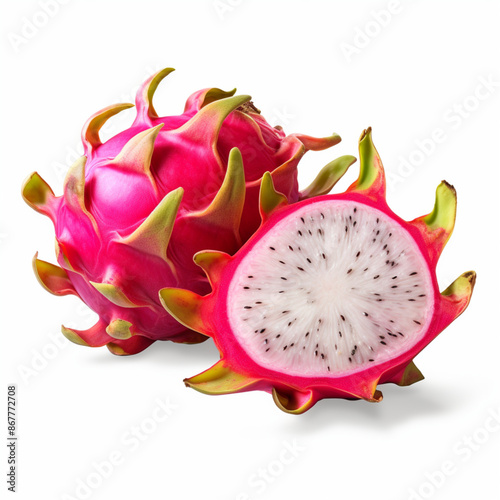 Dragon Fruit, Pitaya Fruit, Pitahaya Fruit, Cactus Fruits, Tropical Fruits, Fresh Dragon Fruits, Red Color Dragon, Nutritious Fruits Dragon, Colorful Fruits, Generative AI