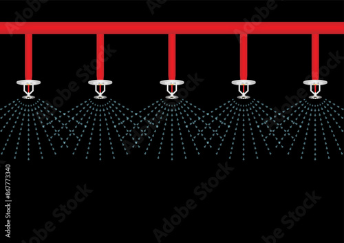 Fire Sprinkler. Automatic Fire Extinguishing System. Vector Illustration. 
