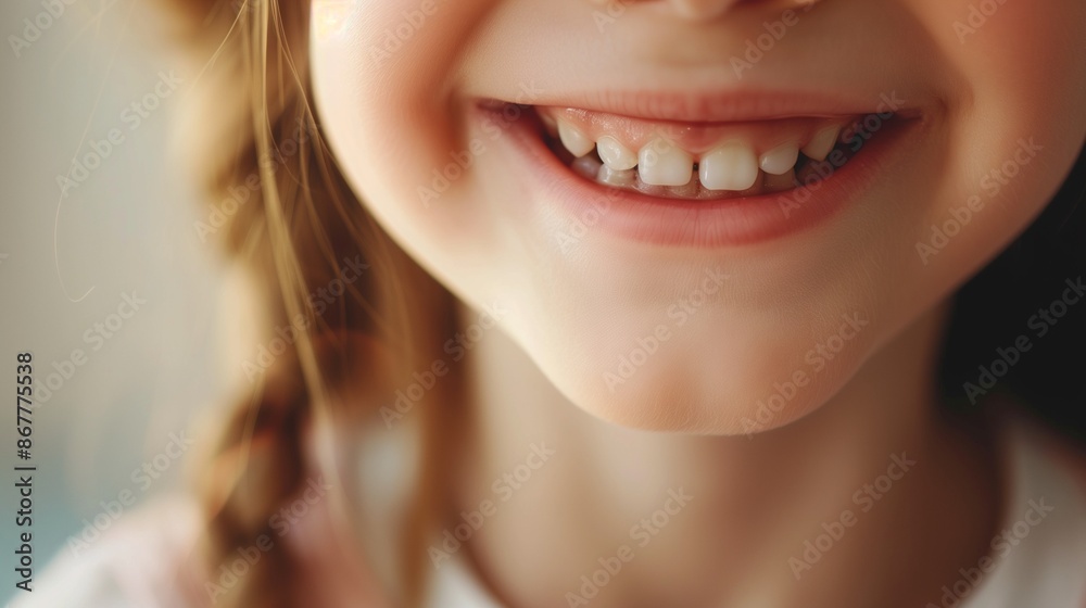 Obraz premium Close-Up of a Child's Joyful Smile.