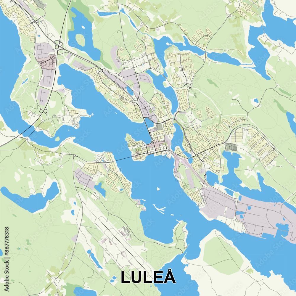 Naklejka premium Luleå, Sweden map poster art