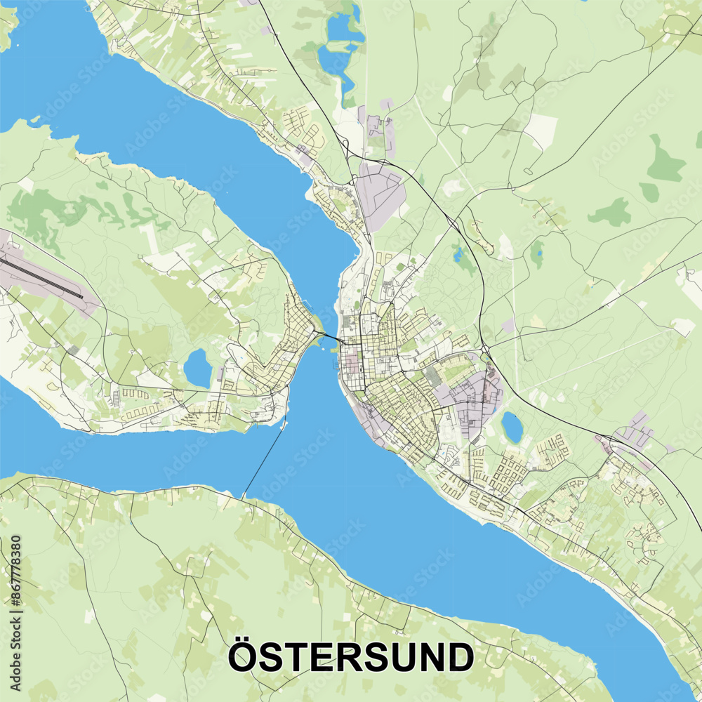 Fototapeta premium Östersund, Sweden map poster art