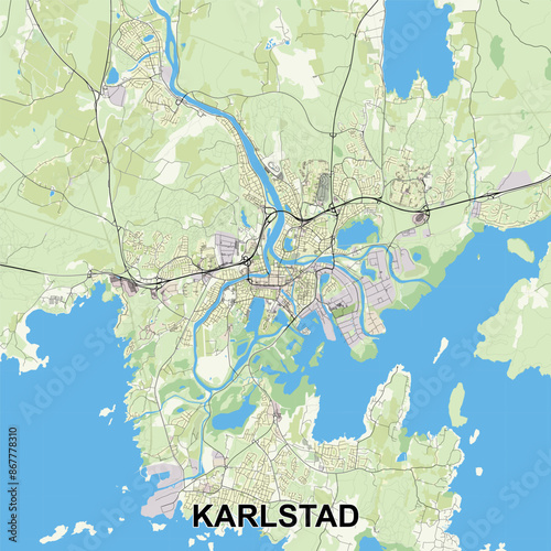 Karlstad, Sweden map poster art