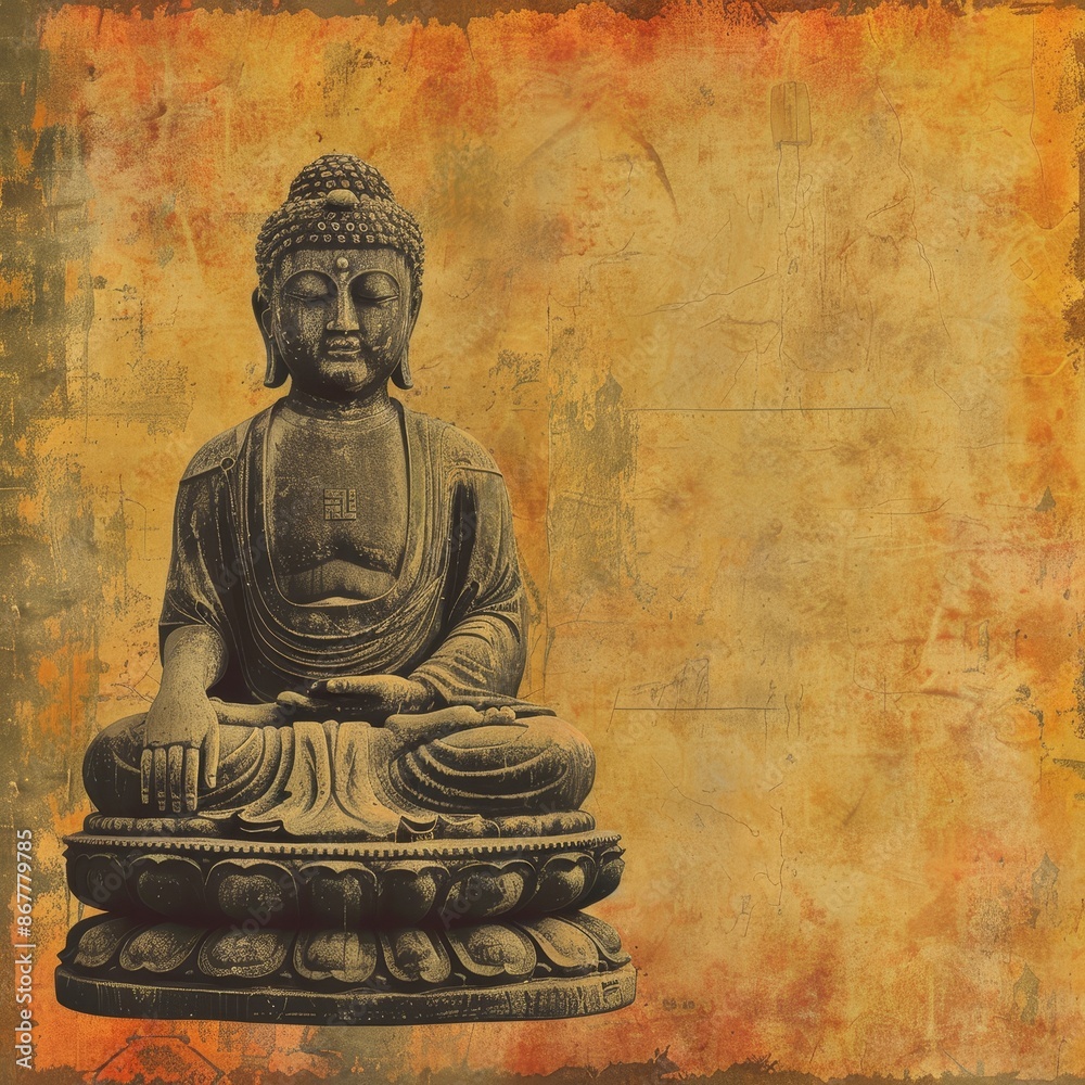 Obraz premium A statue of a Buddha sitting on a lotus flower