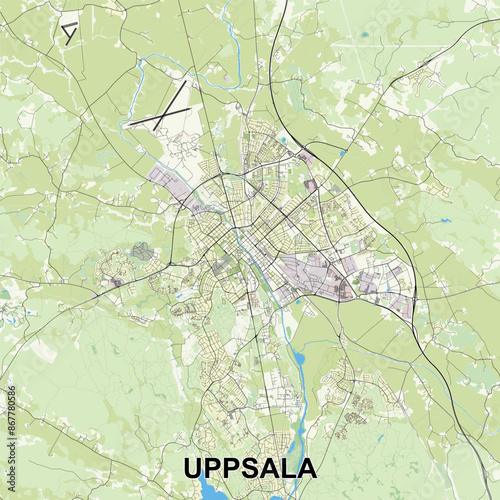Uppsala, Sweden map poster art