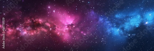 Colorful Nebula and Starfield in Outer Space Background with Neon Lights © pibi37.studio