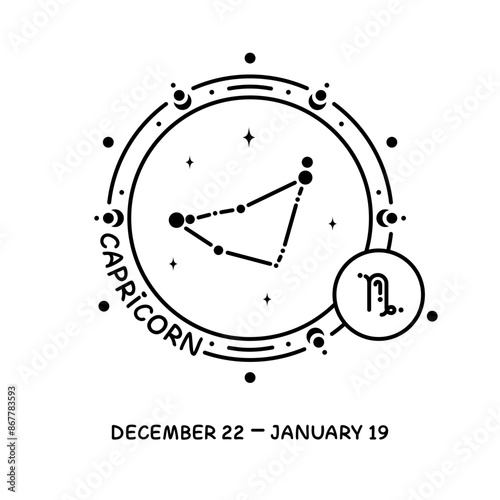 Capricorn zodiac sign. Celestial constellation