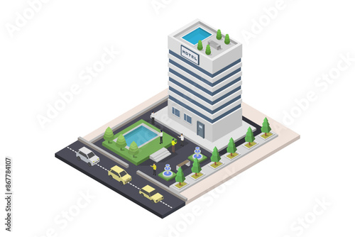 Modern isometric hotel