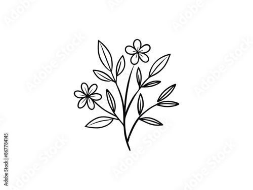 Hand drawn flowers doodle vector art illustration.