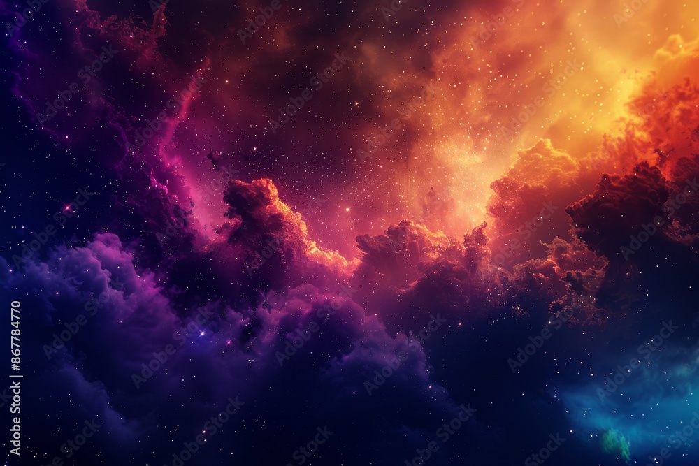 Obraz premium Vibrant Nebula with Stars: Cosmic Fantasy