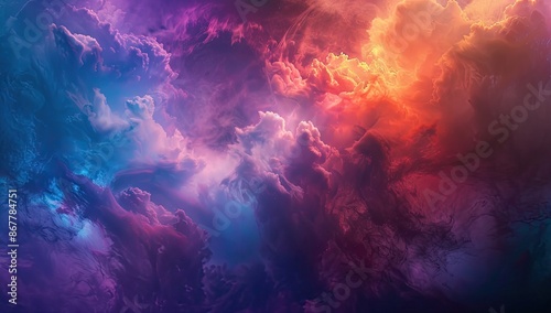 A Colorful Nebula Cloud in the Night Sky. Starry Night Cosmos, Science, Astronomy, Supernova or Galaxy Background Wallpaper. © DreamStock