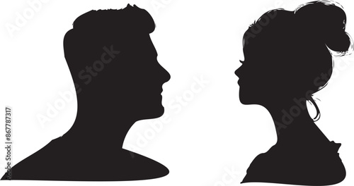 Vector silhouette cameo man and woman 