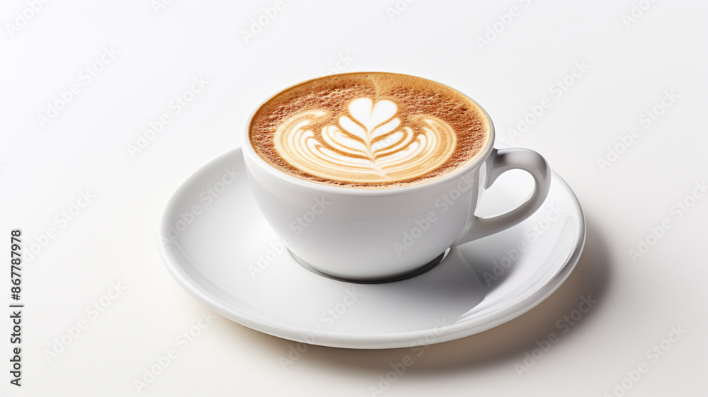 A cup of cafe latte on white background A cup of cafe latte on white background