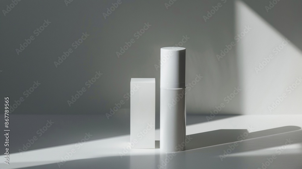 White Product Bottles and Box Mockup in Natural Sunlight White Product Bottles and Box Mockup in Natural Sunlight