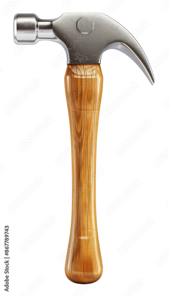 A high-quality claw hammer with a sturdy wooden handle isolated on transparent background A high-quality claw hammer with a sturdy wooden handle isolated on transparent background
