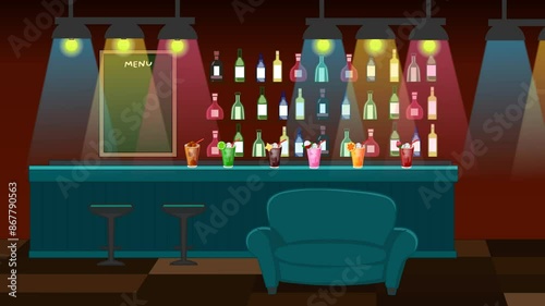 Animated Cartoon Scene Inside a Bar