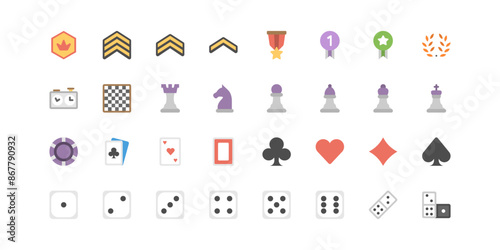 board games flat icon set