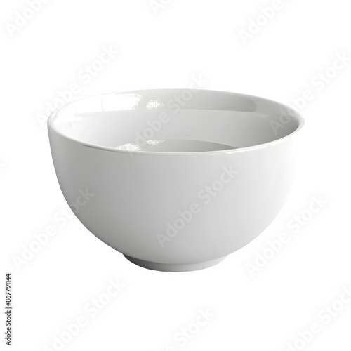Empty white ceramic bowl on transparent background