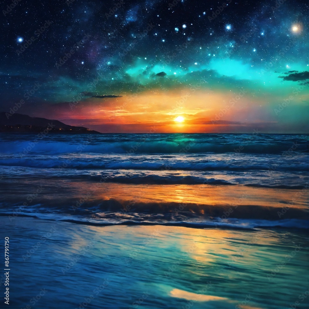 Fototapeta premium Sunset over the sea, AI generated