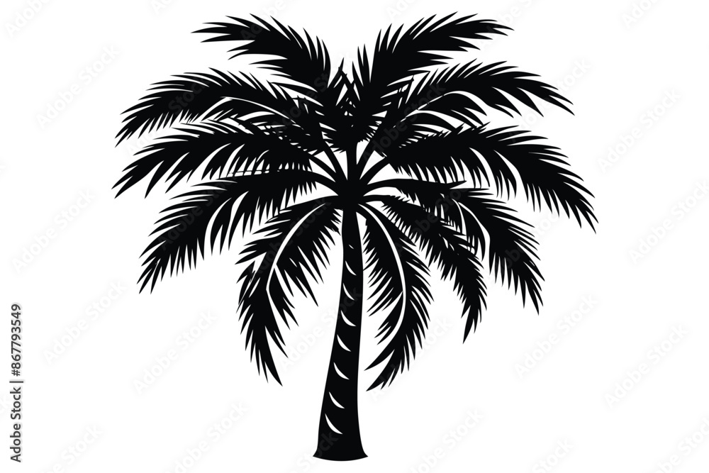 vector set of tropical palm tree silhouettes