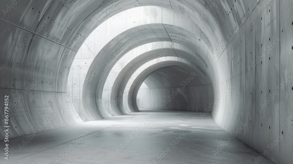 Fototapeta premium Reinforced concrete tunnel structure with side open