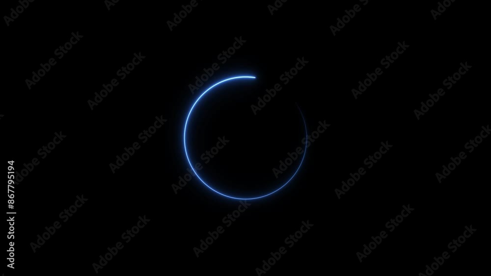 circle animation neon light on black background. circle animation neon light on black background.
