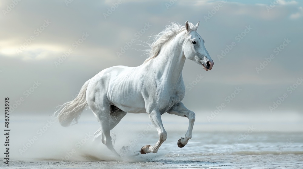 White Horse Running on the Beach White Horse Running on the Beach