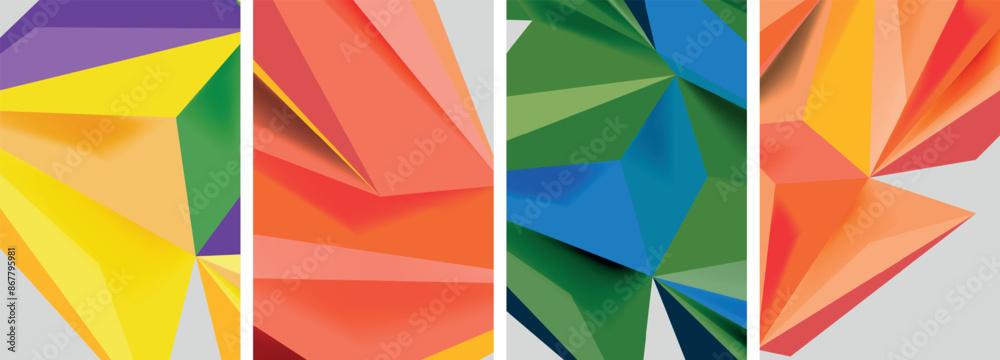 Set of mosaic triangle pattern abstract posters. Vector illustration For Wallpaper, Banner, Background, Card, Book Illustration, landing page Set of mosaic triangle pattern abstract posters. Vector illustration For Wallpaper, Banner, Background, Card, Book Illustration, landing page